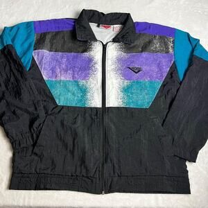 Pony Women's Vintage Windbreaker Jacket Size L black & purple